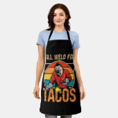 Will Weld for Tacos Welder Welding Costume Weld エプロン (着用した状態)
