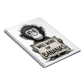 Will Work for Bananas - Humorous Monkey Sketch ノートブック (右側)