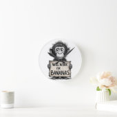 Will Work for Bananas - Humorous Monkey Sketch ラウンド壁時計 (ホーム)