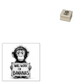 Will Work for Bananas - Humorous Monkey Sketch ラバースタンプ (押印)