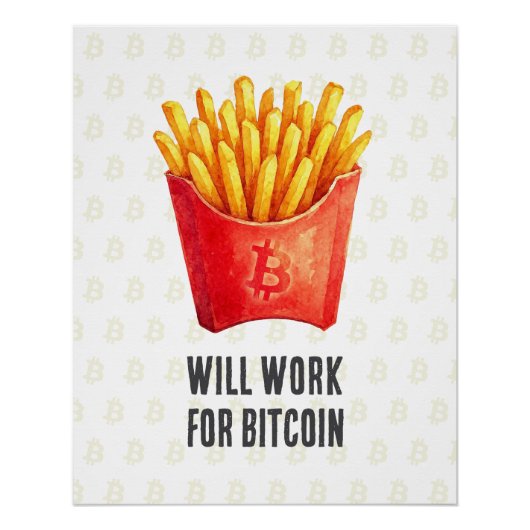 Will Work For Bitcoin ポスター (正面)