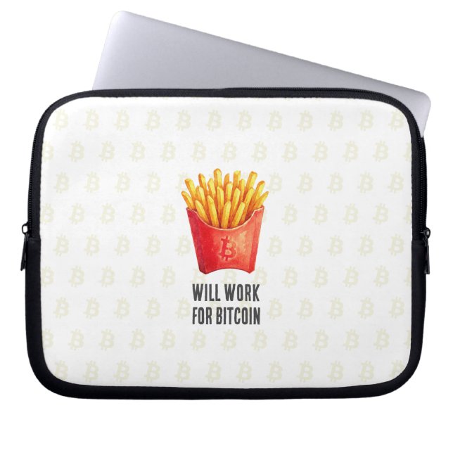 Will Work For Bitcoin (White) ラップトップスリーブ (正面)