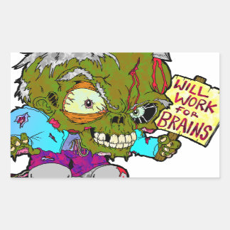 Will Work for Brains 長方形シール