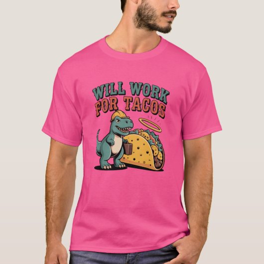 Will Work foracos Funny Food Lover Quote retro Tシャツ (正面)