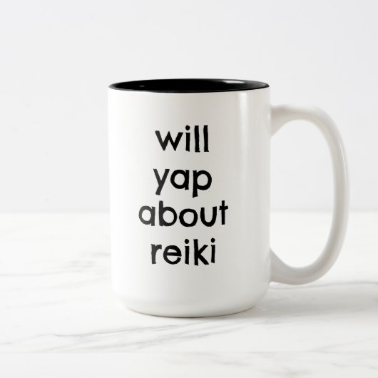 Will Yap About Reiki Funny Reiki Practitioner ツートーンマグカップ (右)