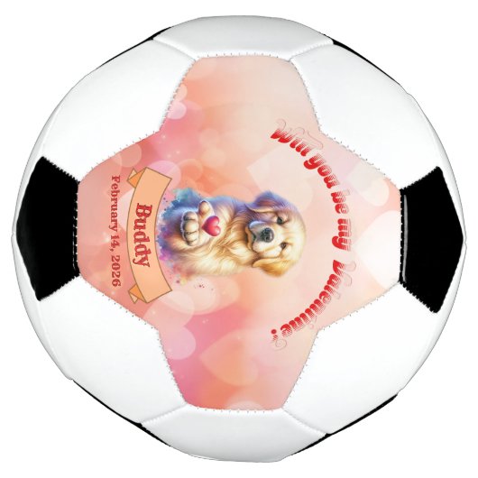 Will you be mine Valentine? personalized  サッカーボール (回転)