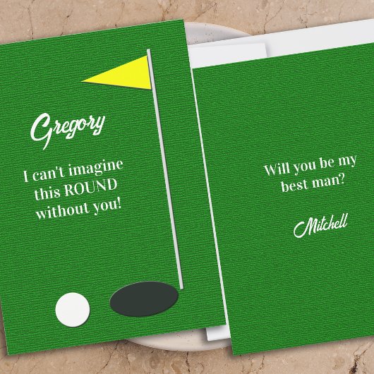 Will You Be My Best Man Golf Green Proposal Cards 招待状