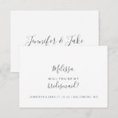 『Will You Be My Brides Maid Card - シンプル Script』（英語 招待状 (正面/裏面)