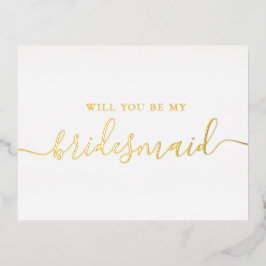 Will You Be My Bridesmaid | ゴールドのエレガントなプロポーズ 箔招待状ポストカード