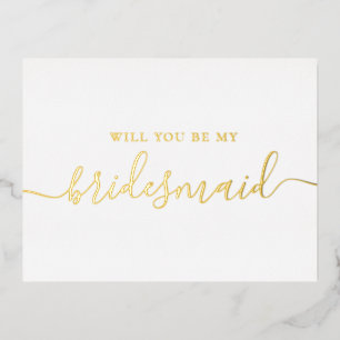 Will You Be My Bridesmaid   ゴールドのエレガントなプロポーズ 箔招待状ポストカード