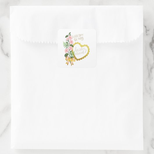 Will you be my bridesmaid スクエアシール (バッグ)