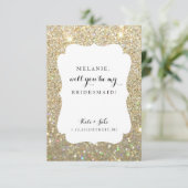 『Will You Be My Bridesmaid -デイ·結婚金ゴールドグリッター』 招待状 (スタンド正面)