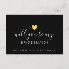 『Will You Be My Bridesmaid -ハートイエロー金ゴールド』 招待状