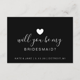 『Will You Be My Bridesmaid -ハートホワイトブラック』 招待状