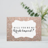 WiLl You Be My Bridesmaid -バラ金ゴールドグリッターファブ 招待状 (スタンド正面)