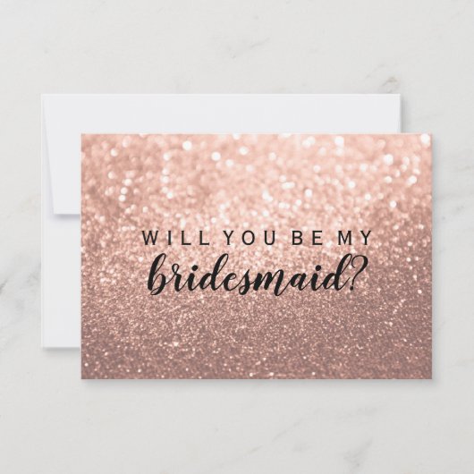 WiLl You Be My Bridesmaid -バラ金ゴールドグリッター 招待状 (正面)