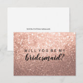 WiLl You Be My Bridesmaid -バラ金ゴールドグリッター 招待状 (正面/裏面)