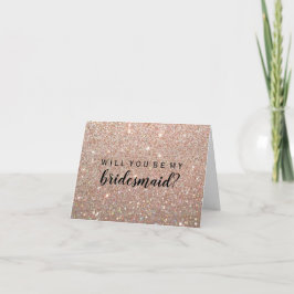 Will You Be My Bridesmaid -バラ金ゴールドグリッターFab 招待状