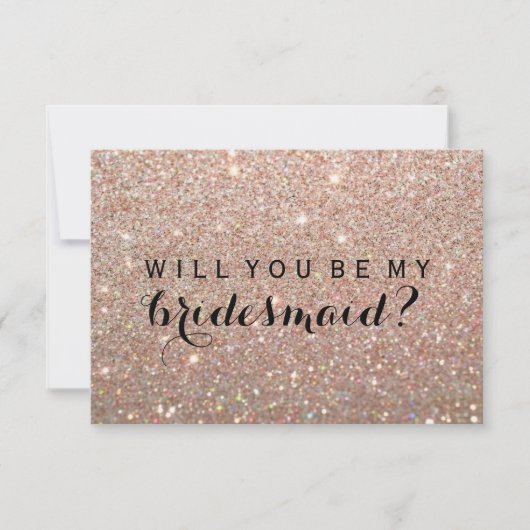 Will You Be My Bridesmaid -バラ金ゴールドFab 招待状 (正面)