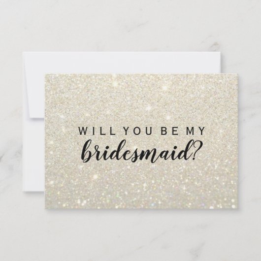 WiLl You Be My Bridesmaid – ホワイト金ゴールドグリッターFab 招待状 (正面)