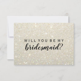 WiLl You Be My Bridesmaid – ホワイト金ゴールドグリッターFab 招待状