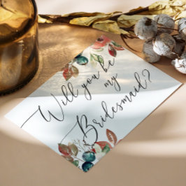 Will You Be My Bridesmaid | 秋のボタニカル ウェディング インビテーションポストカード