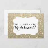 Will You Be My Bridesmaid -金ゴールドグリッターFab 招待状 (正面/裏面)