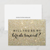 Will You Be My Bridesmaid -金ゴールドグリッターFab 招待状 (正面/裏面)