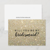 Will You Be My Bridesmaid -金ゴールドグリッターFab 招待状 (正面/裏面)
