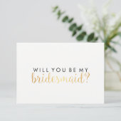Will You Be My Bridesmaid -金ゴールドスクリプトFab 招待状 (スタンド正面)