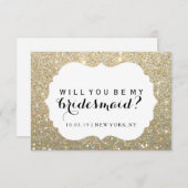 Will You Be My Bridesmaid -金ゴールドファブドレス 招待状 (正面/裏面)