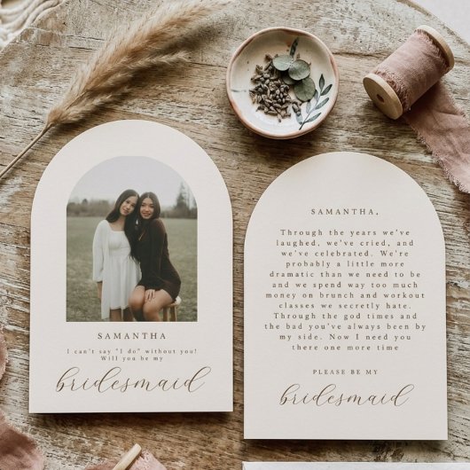 Will You Be My Bridesmaid Arch Photo Proposal Card 招待状