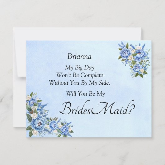 Will You Be My Bridesmaid?  Blue Peony Card (正面)