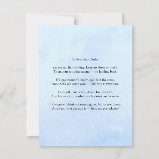 Will You Be My Bridesmaid?  Blue Peony Card (裏面)