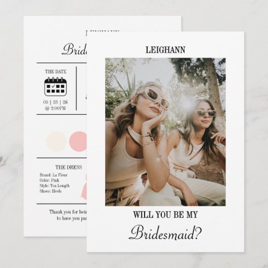 Will You Be My Bridesmaid Bridesmaid Proposal Card 招待状 (正面/裏面)
