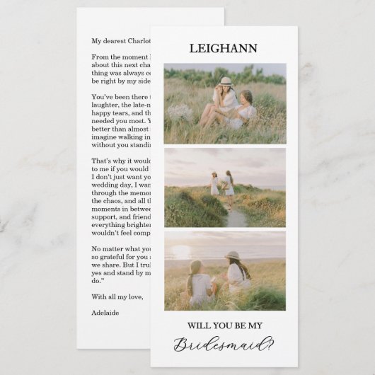 Will You Be My Bridesmaid Bridesmaid Proposal Card 招待状 (正面/裏面)