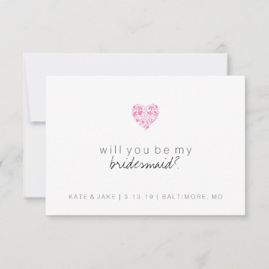 『Will You Be My Bridesmaid Card -つる植物ハートFab』 招待状 (正面)