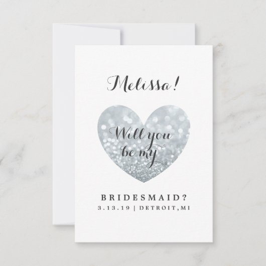 『Will You Be My Bridesmaid Card -グリッターFab』 招待状 (正面)