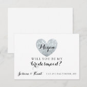 『Will You Be My Bridesmaid Card -ハートのFab-silv』（英訳） 招待状 (正面/裏面)