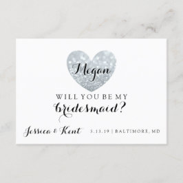 『Will You Be My Bridesmaid Card -ハートのFab-silv』(英訳) 招待状