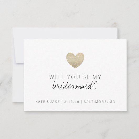 『Will You Be My Bridesmaid Card -ハート 招待状 (正面)