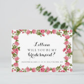 『Will You Be My Bridesmaid Card -バラ 招待状 (スタンド正面)