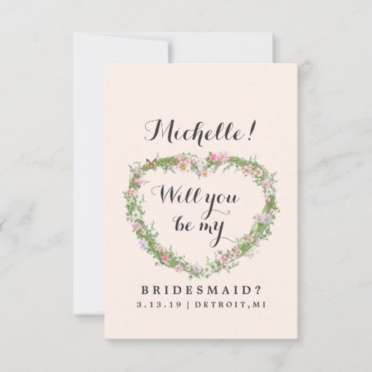 Will You Be My Bridesmaid Card -フローラハート 招待状 (正面)