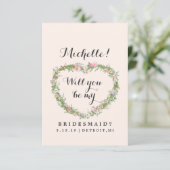 Will You Be My Bridesmaid Card -フローラハート 招待状 (スタンド正面)