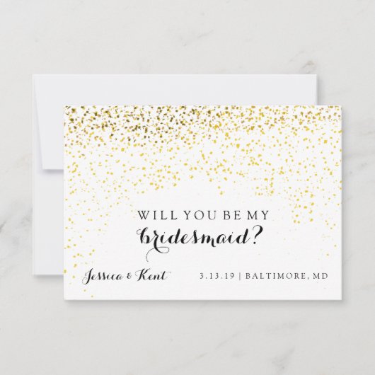 『Will You Be My Bridesmaid Card -紙吹雪·ファブUs』 招待状 (正面)