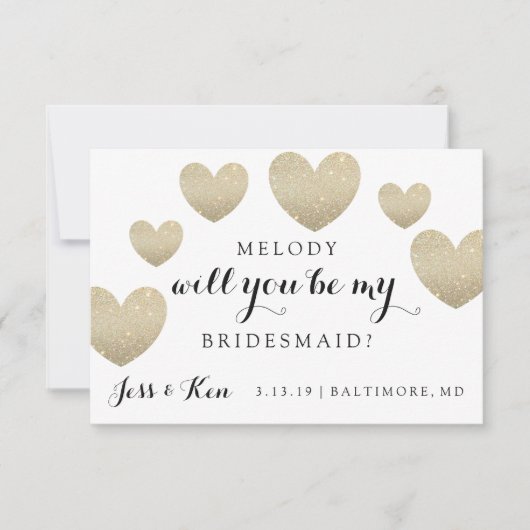 『Will You Be My Bridesmaid Card - Fabハート』 招待状 (正面)
