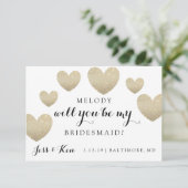 『Will You Be My Bridesmaid Card - Fabハート』 招待状 (スタンド正面)