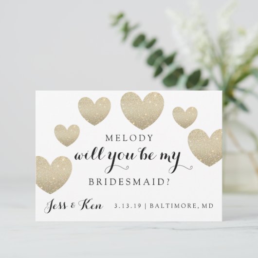 『Will You Be My Bridesmaid Card - Fabハート』 招待状 (スタンド正面)