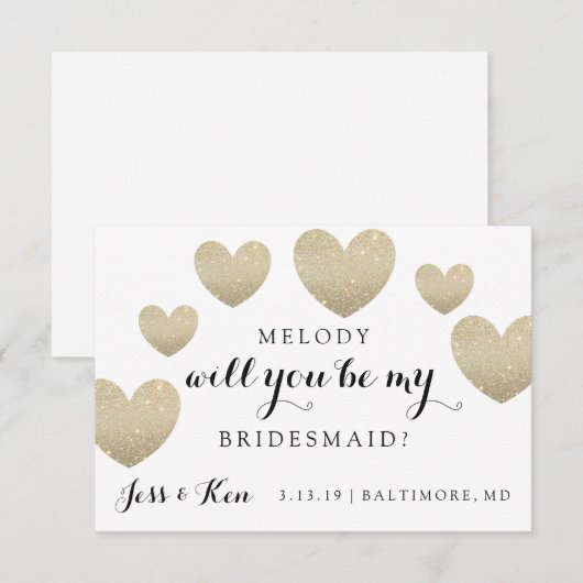『Will You Be My Bridesmaid Card - Fabハート』 招待状 (正面/裏面)