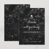 『Will You Be My Bridesmaid Card - Glitリングや輪Fab Bl』 招待状 (正面/裏面)